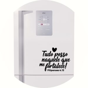 Adesivo de Casa Frase Bíblica Deus Tudo Posso