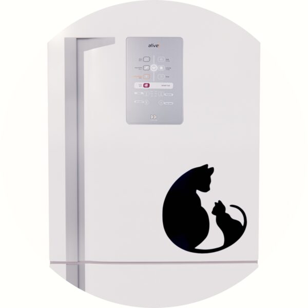 Adesivo de Casa Gata Mãe e Gatinho filhote