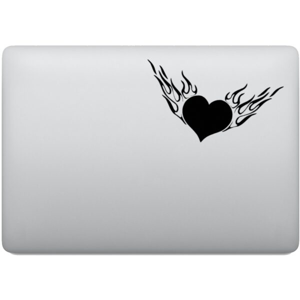 Adesivo de Notebook Coração em Chamas