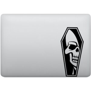 Adesivo de Notebook Caveira no Caixão Gótico