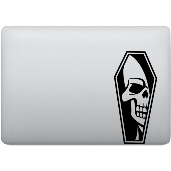 Adesivo de Notebook Caveira no Caixão Gótico