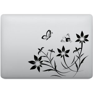 Adesivo de Notebook Jardim Flores e Borboletas