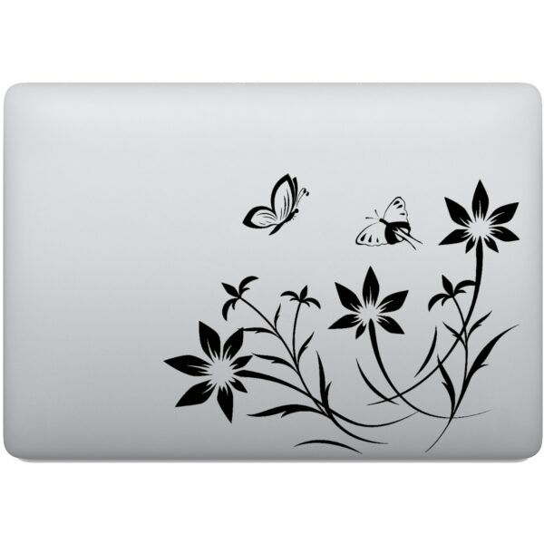 Adesivo de Notebook Jardim Flores e Borboletas