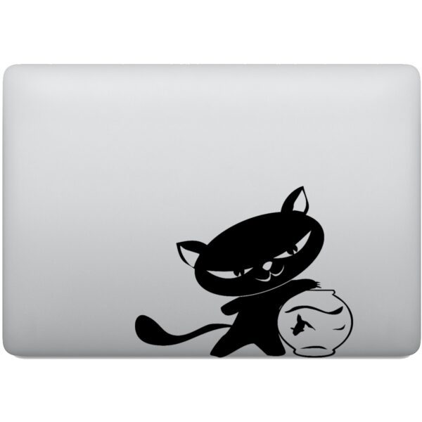 Adesivo de Notebook Gatinho Pescando no Aquario