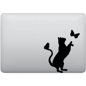 Adesivo de Notebook Gatinho brincando com Borboleta