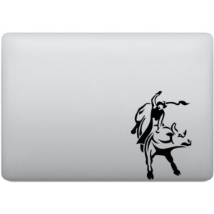 Adesivo de Notebook Peão Rodeio Montaria em Touros