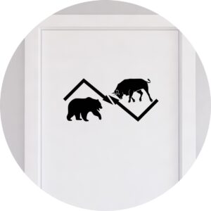 Adesivo de Casa Bull vs Bear Bolsa de Valores