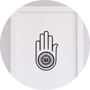 Adesivo de Casa Jainismo Mão de Ahimsa
