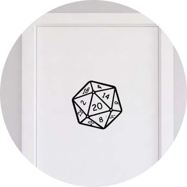 Adesivo de Casa RPG Dado de 20 Faces D20