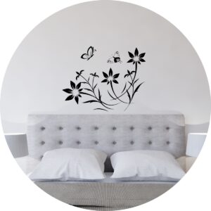 Adesivo de Casa Jardim Flores e Borboletas