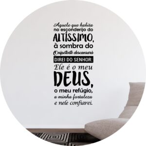 Adesivo de Casa Religioso Fé Salmos 91 Aquele Que Habita 1.10