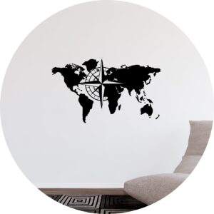 Adesivo de Casa Mapa Mundi com Bussola