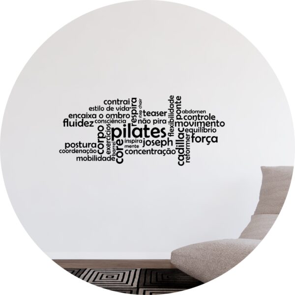 Adesivo de Casa Frase Pilates Academia Força Palavras