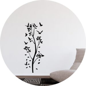 Adesivo de Casa Pássaros e Folhas Árvore e Galhos
