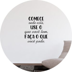 Adesivo de Casa Frase Motivacional Comece Onde Está
