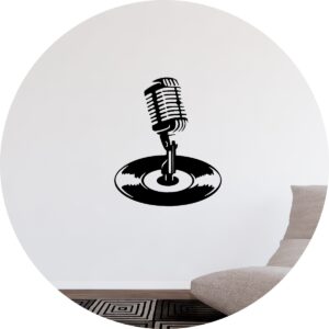 Adesivo de Casa Disco Microfone Música