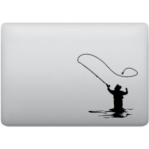 Adesivo de Notebook Pescador Jogando Isca de Pesca
