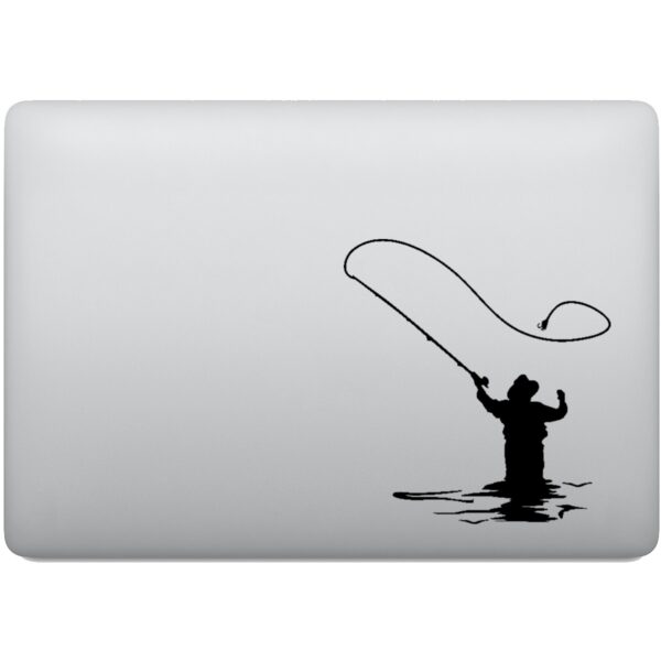 Adesivo de Notebook Pescador Jogando Isca de Pesca