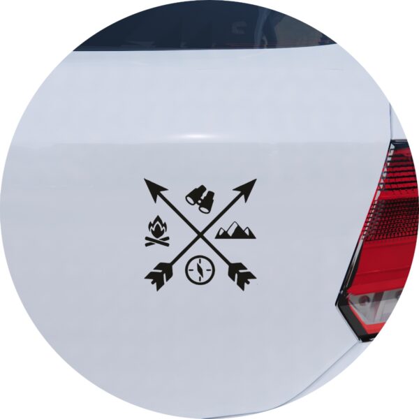Adesivo de Carro Camping Trekking Trilhas Cross Arrow